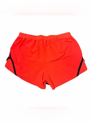 Under Armour HeatGear Running Shorts L Neon Coral Orange Built-In Brief Athletic thumbnail 3