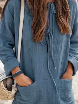 Zara Tie Front Cotton Gauze Coastal Blue Textured Romper thumbnail 3