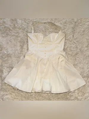 NEW HOUSE OF CB Heidi white cotton halter Minidress Sz XL thumbnail 9