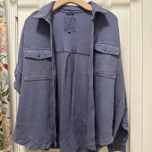 Aerie LumberJane Waffle Shirt Fresh Bright Blue Size Small thumbnail 6