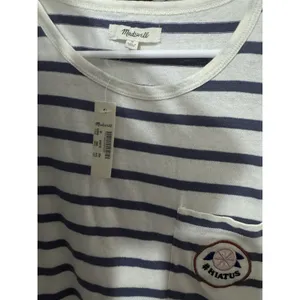 NWT Madewell Blue White Striped‎ Pocket Tank Top Women Sz M OLDSTOCK thumbnail 5