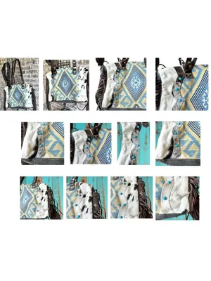 Myra Bag Crashing Waves Crossbody Tote Saddle Blanket Purse Leather Fringe NWOT thumbnail 6