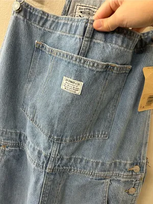 Levi's Utility Shortalls Denim Short Overalls Sz XL NWT thumbnail 6
