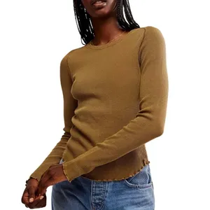 Free People FP We The Free Easy Does It Waffle Knit Lettuce Trim Thermal Top thumbnail 2
