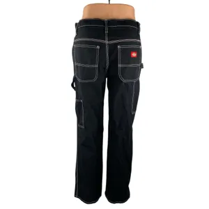 Dickies Carpenter Women's Black High Waisted Straight Leg Cargo Denim Jeans Sz 5 thumbnail 3