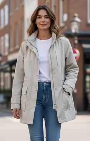 Kate Spade New York Hooded Barn Rain Jacket Cream Ivory Luxury Girly Small‎ thumbnail 1