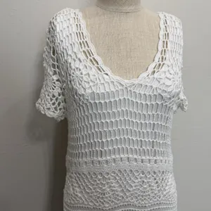 Vtg Y2K Fever M Medium Dress Crochet Open‎ Knit Sheer Lined Romantic Beachy Boho thumbnail 4