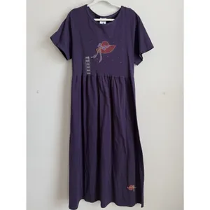 Vtg Cactus Bay By‎ Lynee Dress Women's XL Purple Red Hat Society Maxi USA NEW thumbnail 5