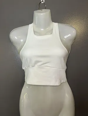 FP Movement Sports Bra Womens XS/S White Racerback Keyhole Crop Knit Stretch thumbnail 1