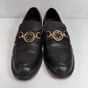 Ted Baker 39 US 8 Drayan Loafer Magnolia Accent Black Leather Gold Bit Shoes thumbnail 5