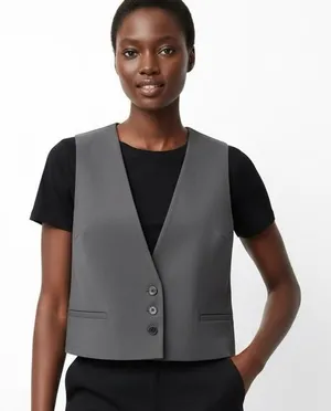 NWT Zara Tailored Vest‎ Womens M Gray Minimalist Workwear Chic Corporate Career thumbnail 1