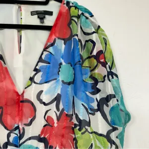 Maggy London Blue Red Floral Print Maxi Dress Womens 18W Boho Casual Eyelet thumbnail 10