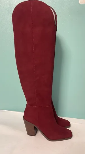 Jessica Simpson Ravyn Women's Over-The-Knee Zipper Boots Burgundy Size‎ 5 thumbnail 1