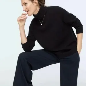 J. CREW Turtleneck Sweater Supersoft Yarn Solid Black Wool Alpaca Knit X-Small thumbnail 4