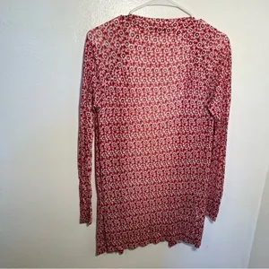 Loft Womens SIze XS Open Duster Cardigan Thin Semi-Sheer Red White Purple Floral thumbnail 9