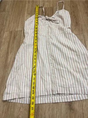 Abercrombie & Fitch Cream and Pink Striped Tie-Front Mini Dress thumbnail 6