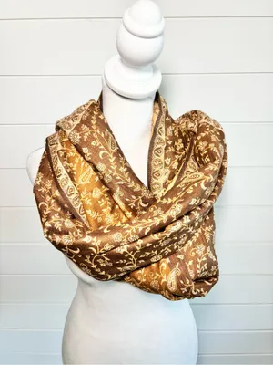 Elegant Brown Paisley Infinity Scarf - Women Accessories thumbnail 3