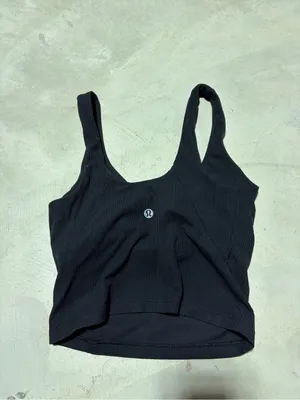 lululemon athletica Black ribbed align tank top cropped 2 thumbnail 4