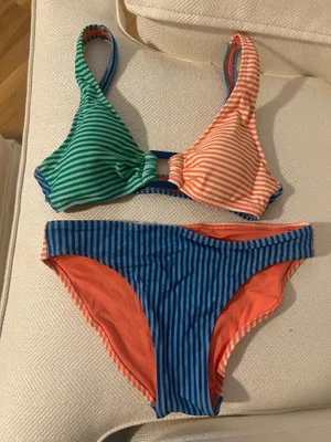 Aerie Striped color block Bikini set  thumbnail 1