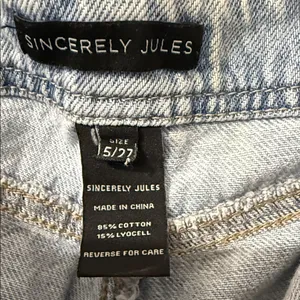 Sincerely Jules Jeans Juniors 5/27 Blue High Rise Wide Leg Distressed SJ28577AZW thumbnail 8