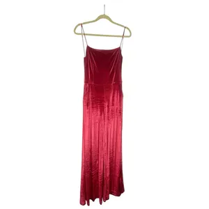 LULUS Hopeful Heart Red Velvet Backless Wide-Leg Jumpsuit thumbnail 3