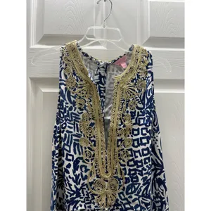 Lilly Pulitzer Carlotta Stretch Shift Dress Indigo Home Slice Gold Soutache‎ 4 thumbnail 6