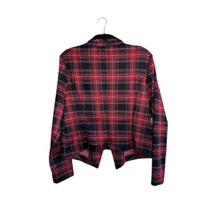Maurices Tartan Plaid Cropped Blazer Red Black Velvet Collar NWT thumbnail 6