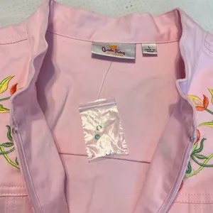 Vintage Quacker Factory Floral Embroidered Zip Up Jacket Women’s Size Large Pink thumbnail 13