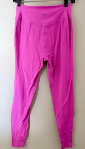 Stori Pink High Waisted Athletic Leggings Ribbed Lower Detail Size 8 thumbnail 1