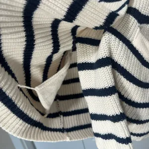 Striped Knit Cardigan Sweater Navy Blue Small Coastal Nautical Preppy Cotton thumbnail 4