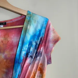 Venus Tie Dye Maxi Dress Small Multi Color Womens Twist Front V-Neck Stretch thumbnail 4