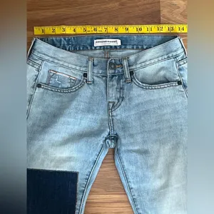 Artisan de Luxe patchwork and distressed denim Low rise Size 24 Cropped thumbnail 6