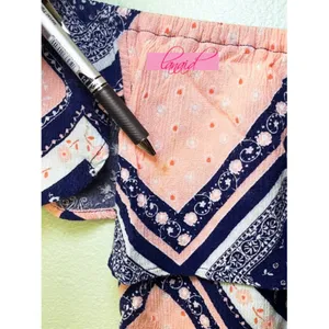 Cotton On Sabrina Off Shoulder Top Pink Blue Ruffle Bardot Bandana Shoulderless thumbnail 4