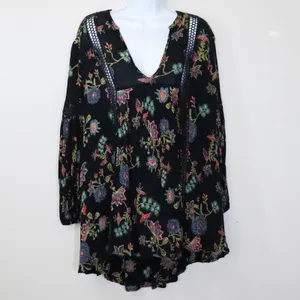 Free People Just The Two Of Us‎ Floral Crochet Tunic Top S Whimsy Fairy Ren Fair thumbnail 2