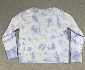 Athleta Sweatshirt Womens Small Blue Tie Dye Crewneck Raglan Fleece Pullover thumbnail 1