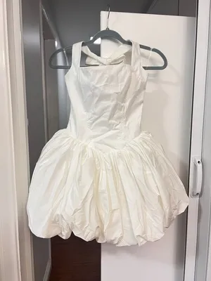 BabyBoo MARICIA MINI DRESS Halter Bubble Hem Mini Dress,M,Ivory thumbnail 1