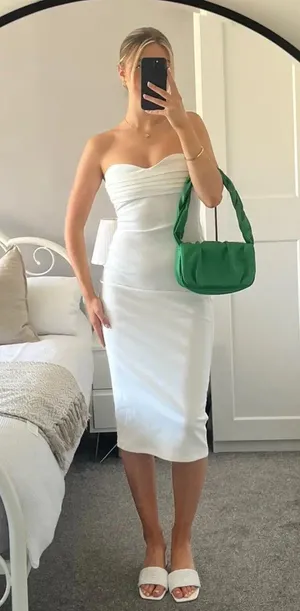 Zara midi bodycon dress sleeveless white wedding coctail party thumbnail 3