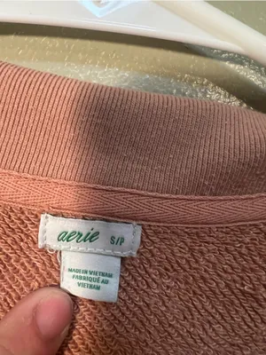 Aerie Womens Size Small Sunday Soft Quarter Zip Sweatshirt Tan Terry Cloth Lined thumbnail 9