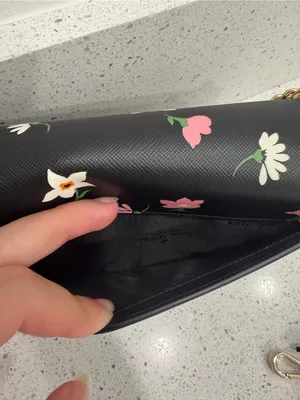 Kate Spade KF441 Madison Floral Waltz Flap Convertible Crossbody Black EUC thumbnail 7