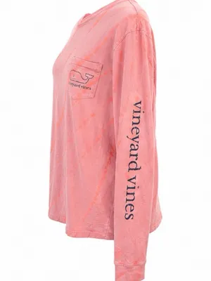 Vineyard Vines Pink Tie-Dye Long Sleeve Whale Pocket Tee — Size Large thumbnail 2