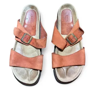 L.L. Bean Leather 2-Strap Slide Sandals Women’s Size 8.5 Brown Cork Comfort thumbnail 1
