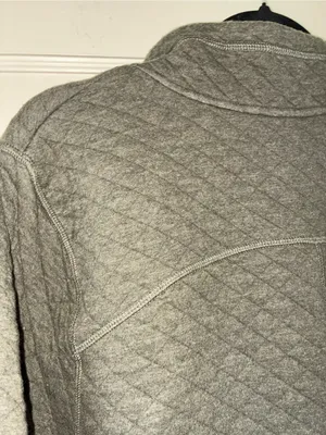 Duluth Trading Quilted Pullover Sweatshirt XXL Green Snap Neck Cozy Top thumbnail 6