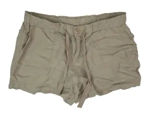 JCP 100%‎ Linen Shorts Women Small Tan Elastic Drawstring Waist Coastal Summer thumbnail 1