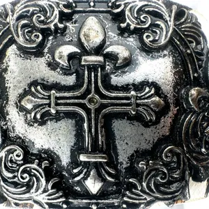 Zebra calf hair silver cross wide snap bracelet thumbnail 3