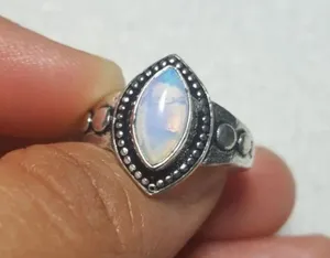 Sterling Silver Opalite Ethnic  Gemstone Ring size - 5.75 thumbnail 3