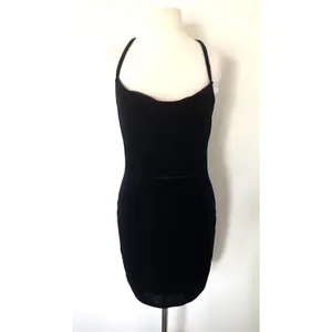 Lulus Sultry Summoning Navy Blue Velvet Bodycon Dress Stretchy Lightweight Sz M thumbnail 3