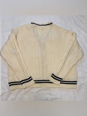 Cardigan Cream Star Knit Sweater Size Large thumbnail 7