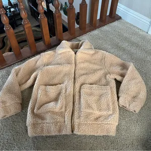 Beige Teddy Sherpa full zip with extra large pockets never worn thumbnail 2
