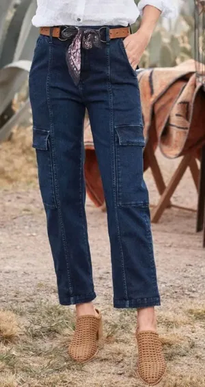 Driftwood Annabel Cargo Stretch Jeans Dark Wash thumbnail 1