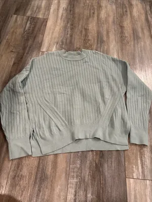 Abercrombie & Fitch Sage Green Ribbed Knit Lounge Relaxed Coastal Grandma Medium thumbnail 2